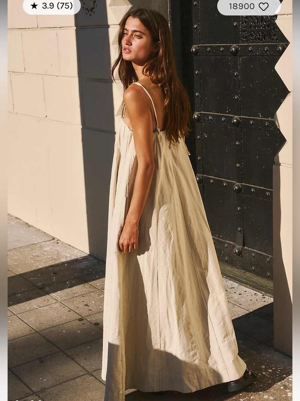 Free People Breezy Cream Maxi Dress with Spaghetti Straps